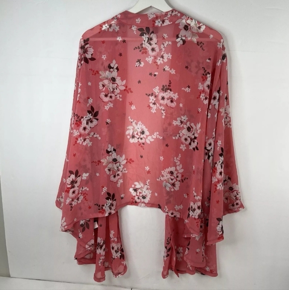 Torrid chiffon floral kimono size 3/4 pink cherry blossom print - Picture 9 of 14